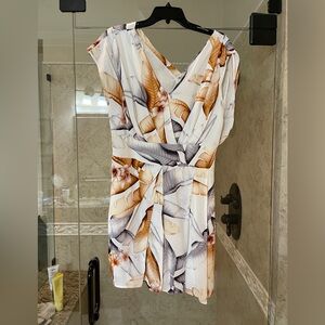 Reiss ivory and floral asymmetrical top dress